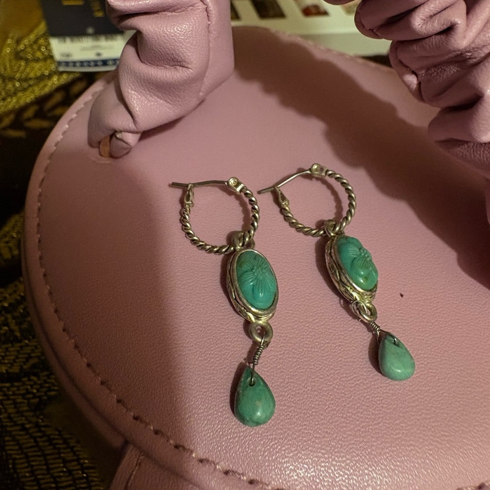 Turquoise Silver Drop Earrings